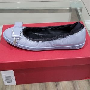 Salvatore Ferragamo Womens Blue Logo Flats Size 7